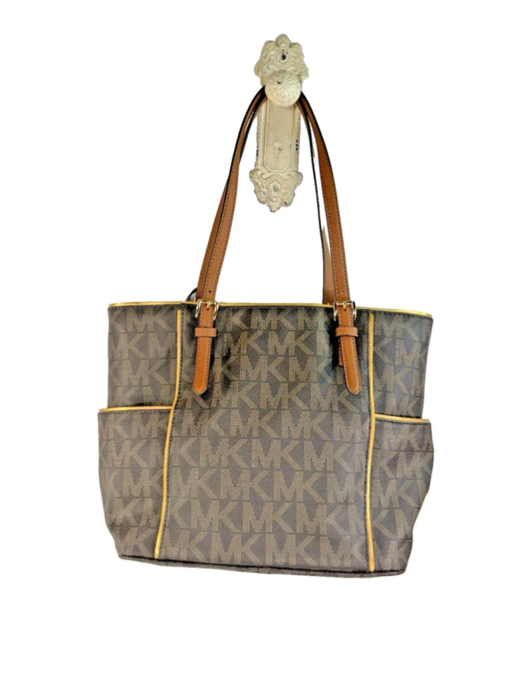 Michael Kors Jet Set East West Medium Tote Brown Signature Logo